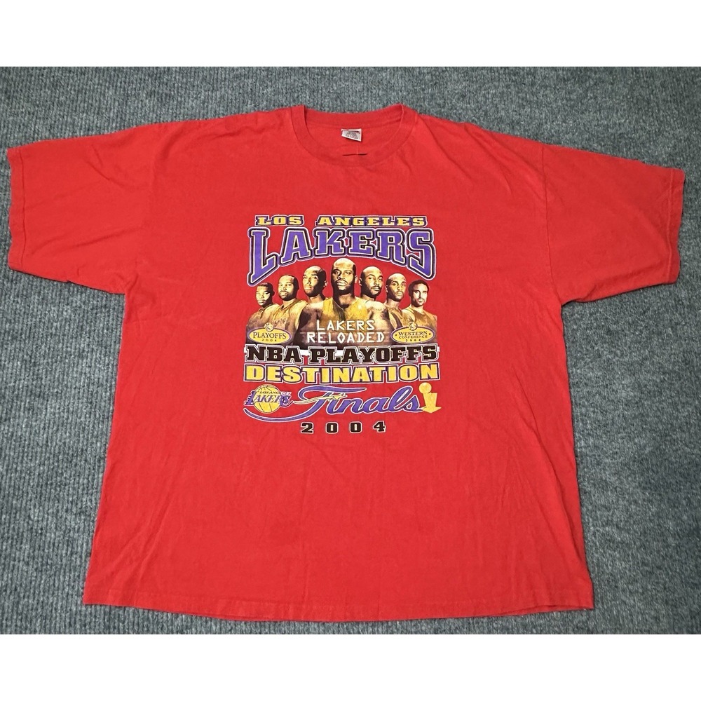 Vintage Y2K Rare Red 2004 Los Angeles Lakers NBA Playoffs TND T-Shirt Size‎ 3XL